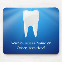 White Tooth on Blue Background Mouse Pads