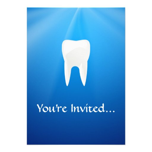 White Tooth on Blue Background Personalized Invite