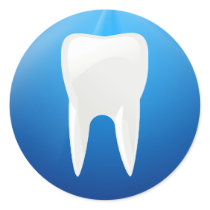 White Tooth on Blue Background Sticker