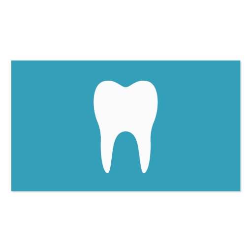 White tooth teal minimalist dentist dental business cards (front side)
