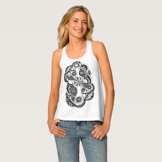 White top with black Zendoodle pattern Tank Top