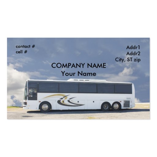 white tour bus business card templates (front side)