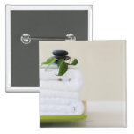 White towels and spa stones pinback buttons