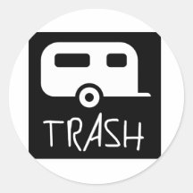 White Trailer Park Trash Poor Dumb Redneck Round Stickers