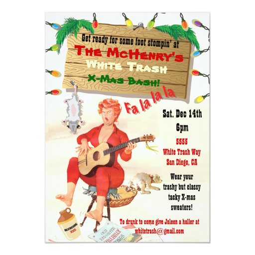 white trash christmas bash invitations zazzle white trash christmas bash invitations zazzle