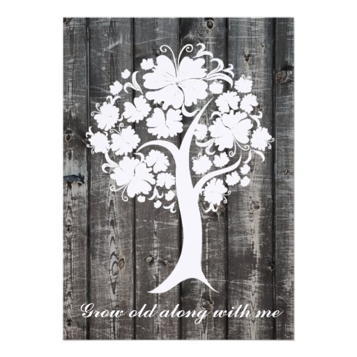 White Tree Gray Wood Poetry Wedding Invitation