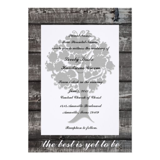White Tree Gray Wood Poetry Wedding Invitation