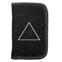 White triangle outline on black star background planners