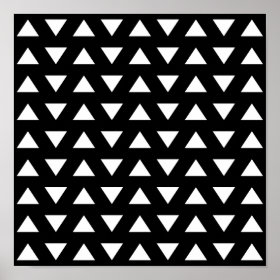 White Triangles on Black. A geometric Pattern. Poster