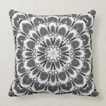 White Tribal Geometry Mandala Art Cushion Throw Pillows