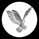 White Tribal Tattoo Eagle Round Sticker