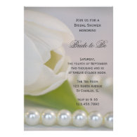 White Tulip and Pearls Bridal Shower Invitation