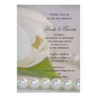 White Tulip and Pearls Wedding Invitation
