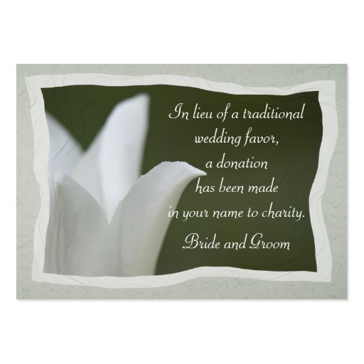 White Tulip Wedding Charity Favor Card Business Card Template