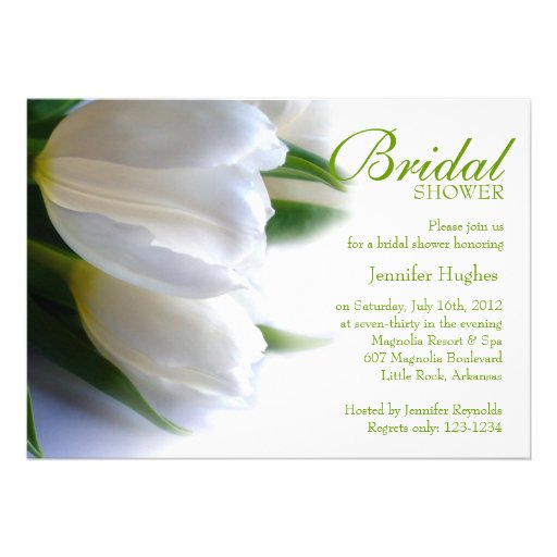 White Tulips Bridal Shower Invitation