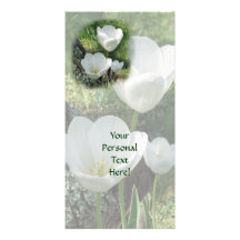 White Tulips Flower Trio Customized Photo Card