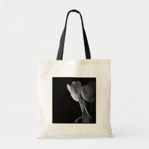 White Tulips Photo On Black Background Canvas Bags
