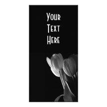 White Tulips Photo On Black Background Photo Card Template