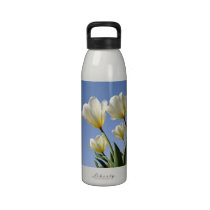 White Tulips Reach for the Sun water bottles