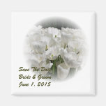 White Tulips Save The Date Magnet