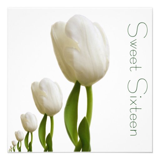 White Tulips Sweet Sixteen Invitation