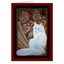 White Turkish Angora Greeting Cards