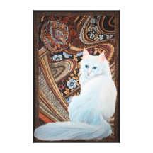 White Turkish Angora Stretched Canvas Print