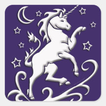 White Unicorn at Night Sticker