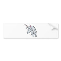 white unicorn head bumper stickers