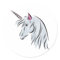 white unicorn head stickers