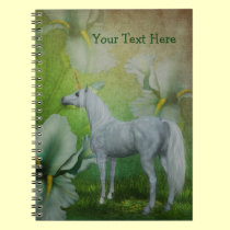 White Unicorn Lilies Fantasy Horse Notebook notebooks