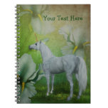 White Unicorn Lilies Fantasy Horse Notebook