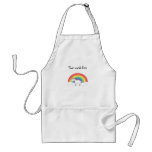White unicorn on rainbow and clouds aprons