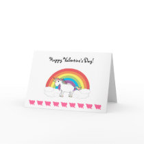 White unicorn on rainbow and clouds greeting cards