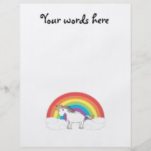 White unicorn on rainbow and clouds full color flyer