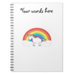 White unicorn on rainbow and clouds spiral notebook