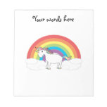 White unicorn on rainbow and clouds memo notepads