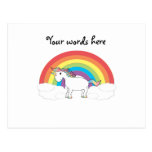 White unicorn on rainbow and clouds post cards