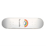 White unicorn on rainbow and clouds skate decks