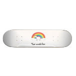 White unicorn on rainbow and clouds skateboard