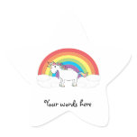 White unicorn on rainbow and clouds stickers