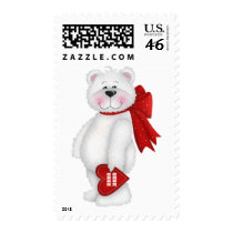 White Valentine's Day Bear Gift Postage