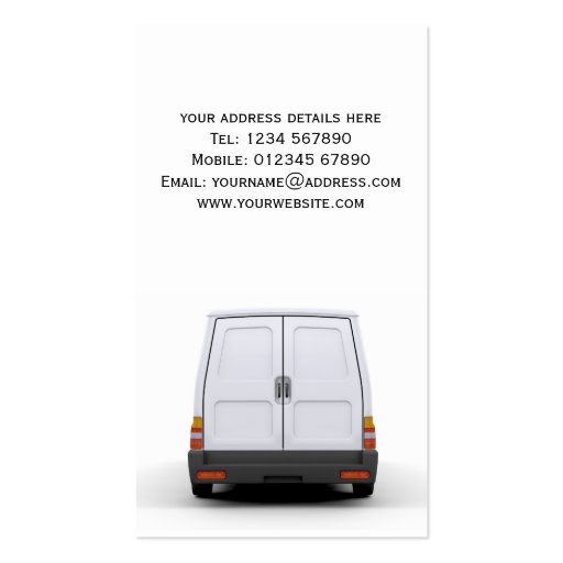 White Van Business Card (back side)