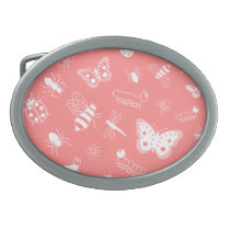 White Vector Bugs & Butterflies (Poppy Red Back) Belt Buckles