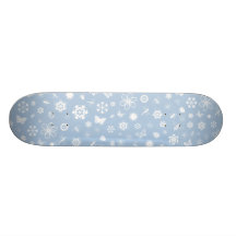 White Vector Bugs & Flowers (Sky Blue Background) Custom Skateboard