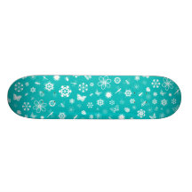 White Vector Bugs & Flowers (Teal Background) Custom Skate Board