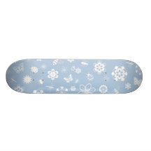 White Vector Bugs & Flowers (Version B Sky Blue) Skateboard Deck