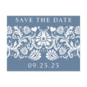 White Vintage Damask  On Fun Rich Aqua Blue postcards