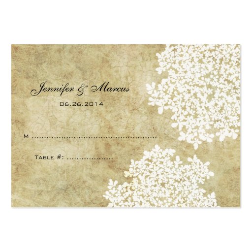 White Vintage Floral Seating Card Business Card (front side)