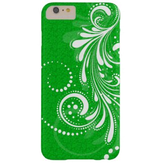White Vintage Floral Swirl-Green Damasks Barely There iPhone 6 Plus Case